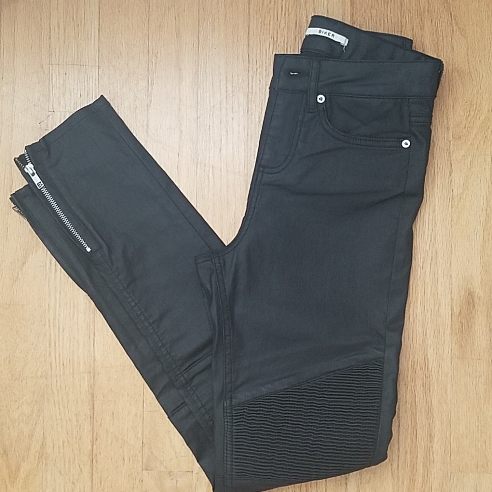 Reiss Coated Biker Jeans